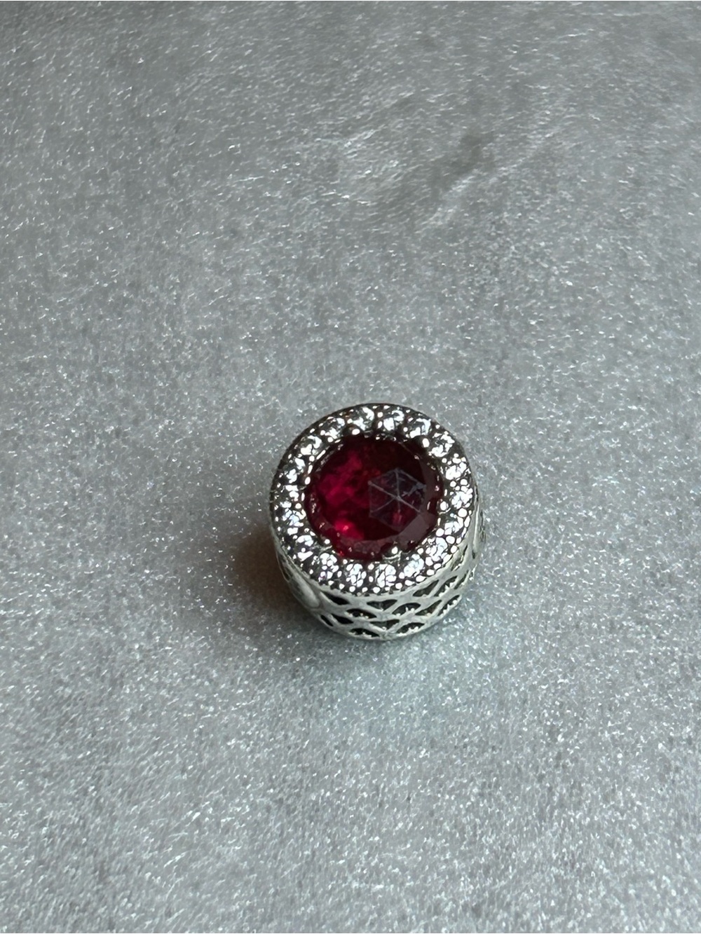 Pandora Retired Essence Passion Sparkling Red & Clear Pavé set in Silver Charm